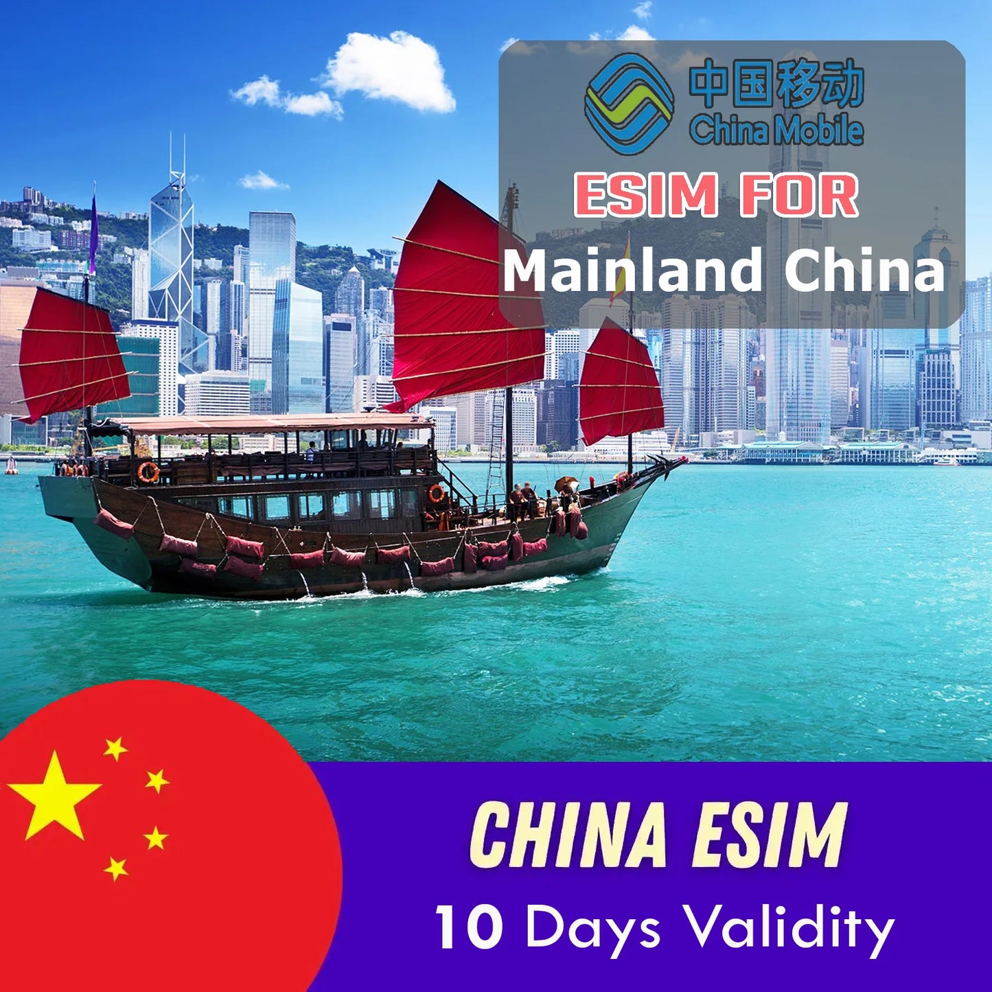 China Mobile eSIM For 5/7/10/15/30 days – No VPN required