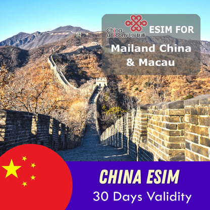 China, Macau eSIM 15GB For 30 Days