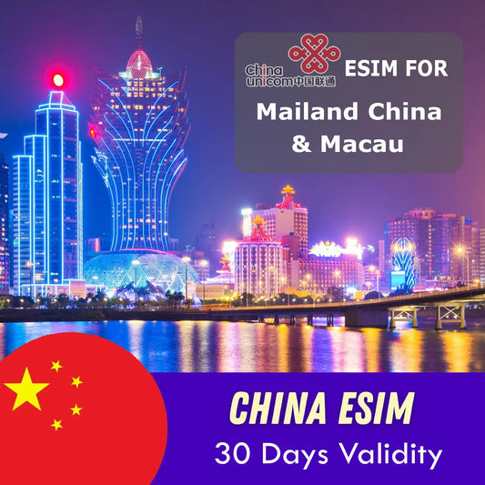 China, Macau eSIM 15GB For 30 Days