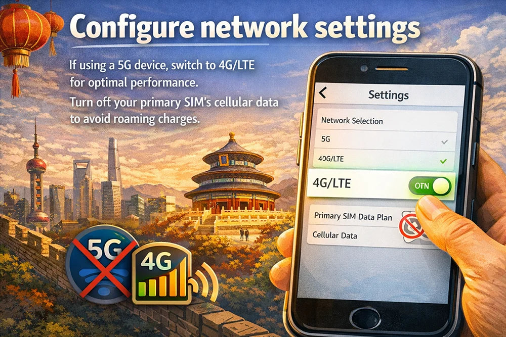 Configuring network settings to 4G LTE