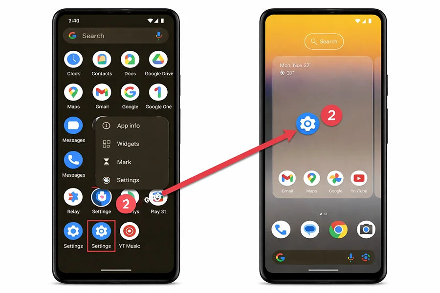 Connect to WiFi and open Settings on Google Pixel phone