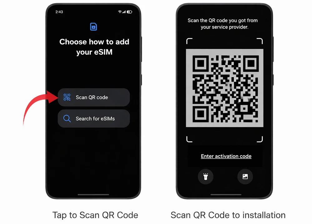 Scan the eSIM QR code on Samsung