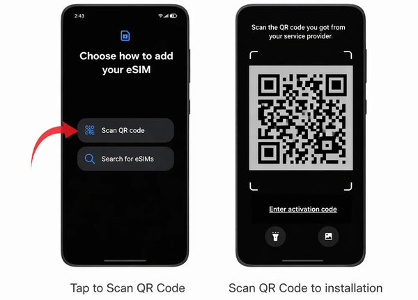 Samsung step 4: Choose QR code scan or manual entry