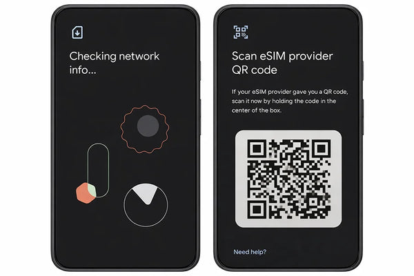 Scan QR code or enter eSIM details on Google Pixel