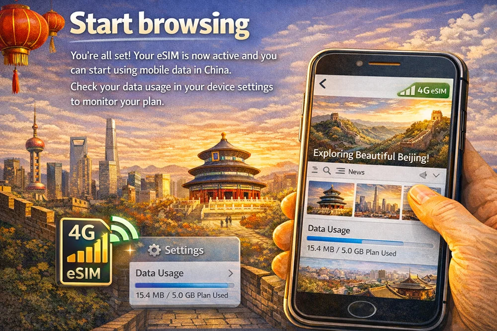 Successfully connected to mobile data in China