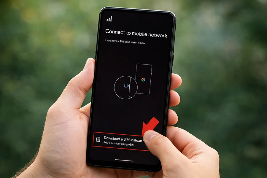 Tap Download eSIM or Download a SIM instead option