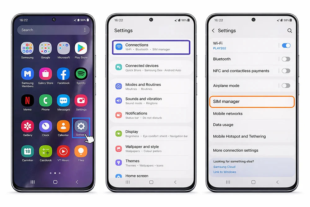 Open SIM Manager in Samsung Settings