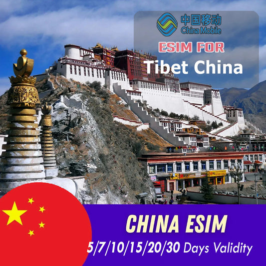 China Tibet eSIM For 5/7/10/15/20/30 days