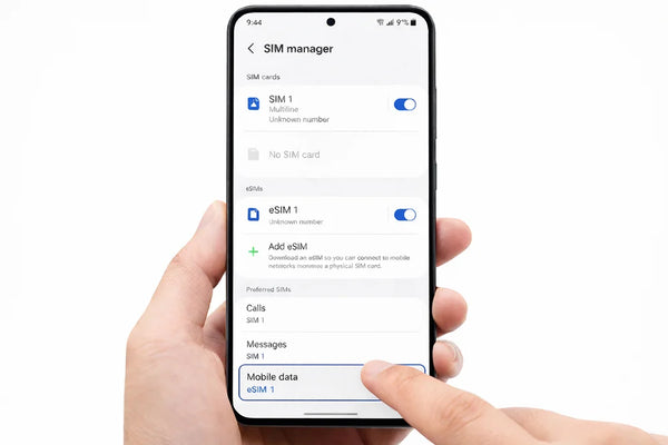 Select the new eSIM for mobile data on Samsung